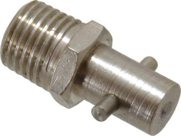 PRO-LUBE - Straight Head Angle, 1/4 NPT Brass Pin-Style Grease Fitting - 14mm Hex, 30mm Overall Height, 11mm Shank Length, Zinc Plated Finish - Caliber Tooling