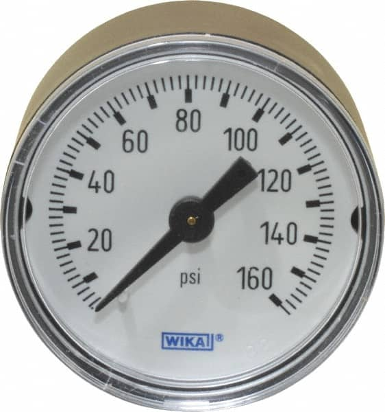 Wika - 1-1/2" Dial, 1/8 Thread, 0-160 Scale Range, Pressure Gauge - Center Back Connection Mount, Accurate to 3-2-3% of Scale - Caliber Tooling