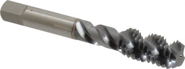 OSG - 1/2-13 UNC 3 Flute 3B Bottoming Spiral Flute Tap - High Speed Steel, TiCN Finish, 3-3/8" OAL, Right Hand Flute, Right Hand Thread, H3, Series 107 - Caliber Tooling