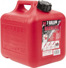 Made in USA - 2 Gal High Density Polyethylene Spill-Proof CARB Gas Can - 9-3/4" High x 9-1/4" Diam, Red - Caliber Tooling