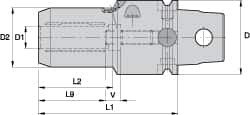 Kennametal - KM63UT Modular Connection, 1/2" Hole Diam, Hydraulic Tool Holder/Chuck - 31.5mm Nose Diam, 82.55mm Projection, 1.42" Clamp Depth, 15,000 RPM, Through Coolant - Exact Industrial Supply