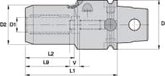 Kennametal - KM63UT Modular Connection, 10mm Hole Diam, Hydraulic Tool Holder/Chuck - 30mm Nose Diam, 75mm Projection, 31mm Clamp Depth, 15,000 RPM, Through Coolant - Exact Industrial Supply