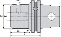 Kennametal - KM63XMZ Modular Connection, 0.2362" Inside Hole Diam, 2.3622" Projection, Whistle Notch Adapter - Through Coolant - Exact Industrial Supply