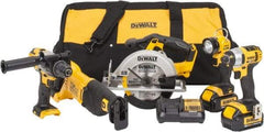 DeWALT - 12 Piece 20 Volt Cordless Tool Combination Kit - Includes 1/2" Hammerdrill, 1/4" Impact Driver, Reciprocating Saw, 6-1/2" Circular Saw & LED Worklight, Lithium-Ion Battery Included - Caliber Tooling