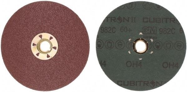 3M - 5" Diam 5/8-11 Threaded Hole 60 Grit Fiber Disc - Medium Grade, Ceramic, 12,000 Max RPM, Series 982C - Caliber Tooling