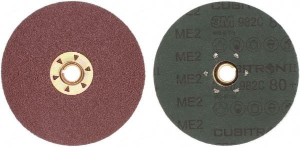 3M - 5" Diam 5/8-11 Threaded Hole 80 Grit Fiber Disc - Medium Grade, Ceramic, 12,000 Max RPM, Series 982C - Caliber Tooling