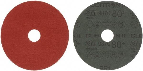 3M - 5" Diam 7/8" Hole 80 Grit Fiber Disc - Medium Grade, Ceramic, 12,000 Max RPM, Series 987C - Caliber Tooling