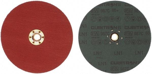 3M - 7" Diam 5/8-11 Threaded Hole 60 Grit Fiber Disc - Medium Grade, Ceramic, 8,600 Max RPM, Series 987C - Caliber Tooling