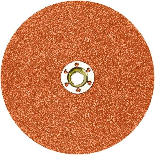 3M - 5" Diam 5/8-11 Threaded Hole 60 Grit Fiber Disc - Medium Grade, Ceramic, 12,000 Max RPM, Series 987C - Caliber Tooling