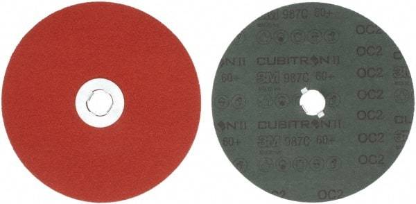 3M - 7" Diam 5/8-11 Threaded Hole 60 Grit Fiber Disc - Medium Grade, Ceramic, 8,600 Max RPM, Series 987C - Caliber Tooling