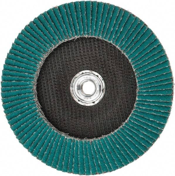 3M - 36 Grit, 7" Disc Diam, 5/8-11 Center Hole, Type 29 Zirconia Alumina Flap Disc - 8,600 Max RPM, Cloth Backing, Arbor Attaching System, Coated - Caliber Tooling