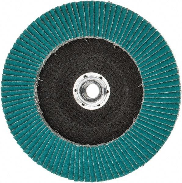 3M - 40 Grit, 7" Disc Diam, 5/8-11 Center Hole, Type 29 Zirconia Alumina Flap Disc - 8,600 Max RPM, Cloth Backing, Arbor Attaching System, Coated - Caliber Tooling