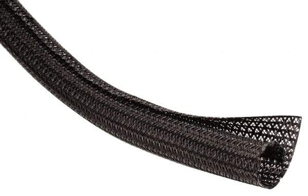 Techflex - Black Braided Cable Sleeve - 100' Coil Length, -103 to 257°F - Caliber Tooling