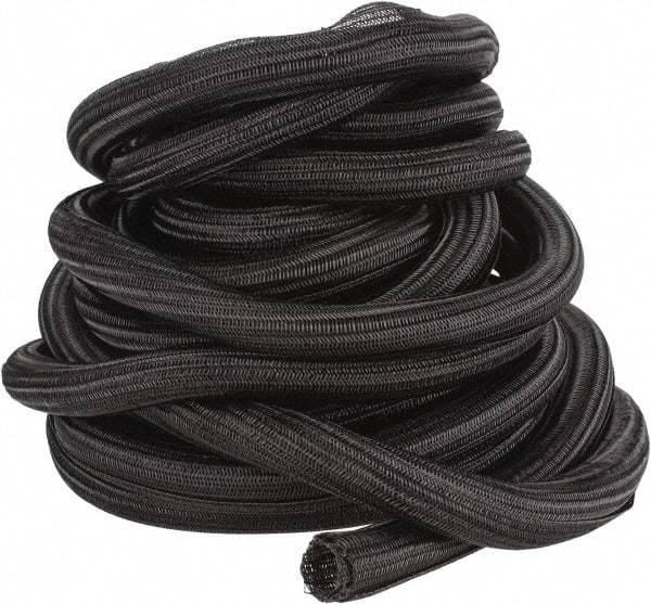 Techflex - Black Braided Cable Sleeve - 50' Coil Length, -103 to 257°F - Caliber Tooling