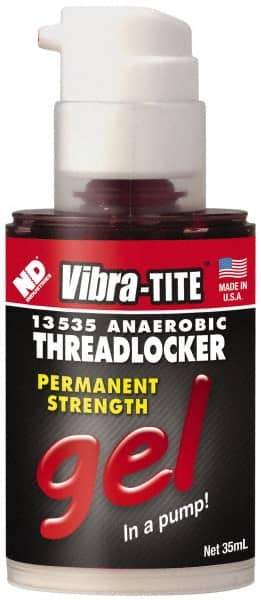 Vibra-Tite - 35 mL Bottle, Red, High Strength Gel Threadlocker - Series 135, 24 hr Full Cure Time, Hand Tool, Heat Removal - Caliber Tooling