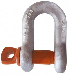 CM - 1/4" Nominal Chain Size, 0.75 Ton Carbon Steel Screw Chain Shackle - 13/32" Diam, 9/32" Pin Diam, 15/32" Wide Inside Jaw, 15/32" Inside Width - Caliber Tooling