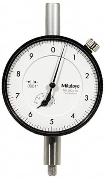 Mitutoyo - 1mm Range, 0-10-0 Dial Reading, 0.001mm Graduation Dial Drop Indicator - 57mm Dial, 0.2mm Range per Revolution, 0.004mm Accuracy, Revolution Counter - Caliber Tooling