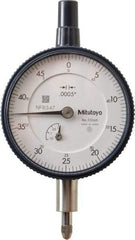 Mitutoyo - 1/8" Range, 0-50 Dial Reading, 0.0005" Graduation Dial Drop Indicator - 2-1/4" Dial, 0.05" Range per Revolution, 0.0005" Accuracy, Revolution Counter - Caliber Tooling