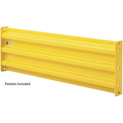 Steel King - 5' Long x 14" High, Yellow Steel Straight Heavy Duty Guard Rail - 3 Rails Accommodated, 2-1/2" Deep, 54 Lb - Caliber Tooling