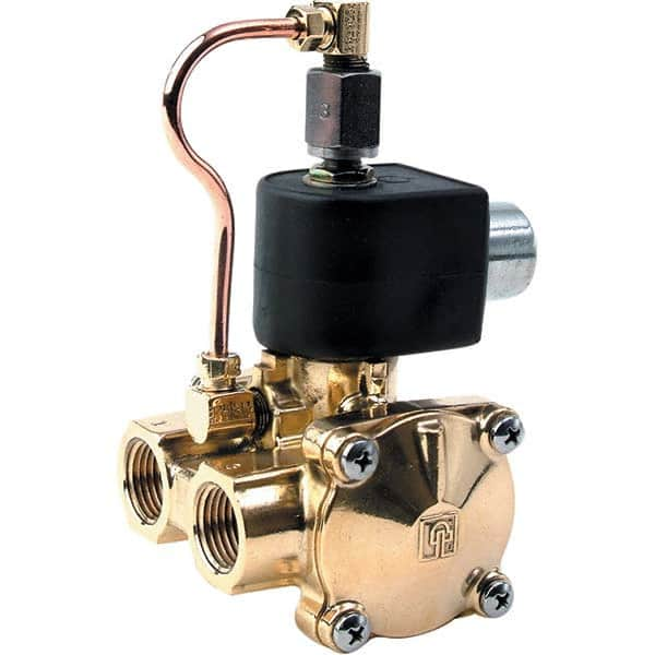 Parker - 24/60 VAC 3/4" NPT Port Brass Three-Way Internally Piloted Diaphragm Solenoid Valve - Caliber Tooling