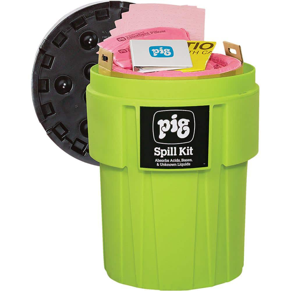 Spill Kits; Kit Type: Chemical & Hazardous Material Spill Kit; Container Type: Drum; Absorption Capacity: 63 gal; Color: Hi-Vis Green; Portable: No; Capacity per Kit (Gal.): 63 gal