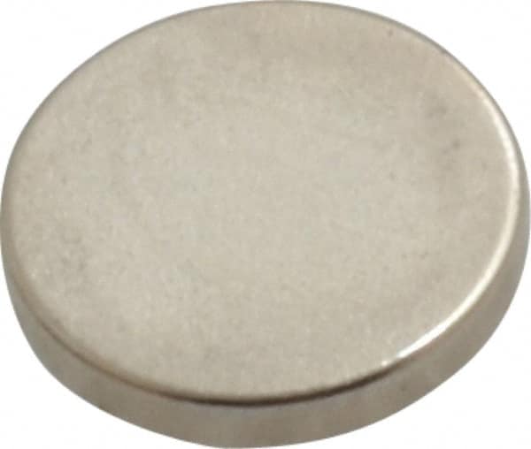 Mag-Mate - 3/8" Diam x 0.06" High Neodymium Rare Earth Magnet - 1 Lb Max Capacity, 200°F Max, Nickel Plated - Caliber Tooling