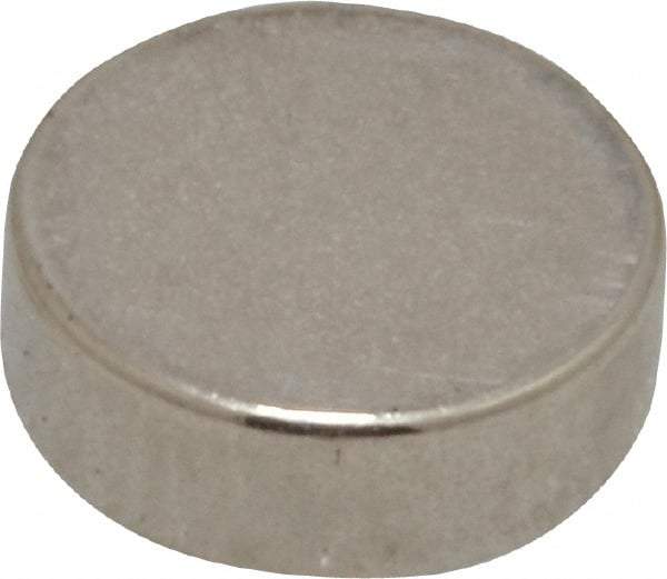 Mag-Mate - 3/8" Diam x 1/8" High Neodymium Rare Earth Magnet - 2.6 Lb Max Capacity, 200°F Max, Nickel Plated - Caliber Tooling