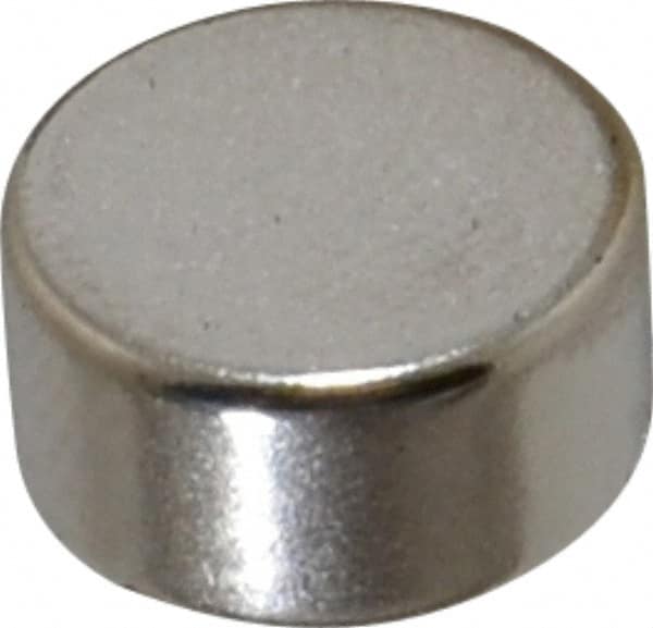 Mag-Mate - 3/8" Diam x 3/16" High Neodymium Rare Earth Magnet - 4.5 Lb Max Capacity, 200°F Max, Nickel Plated - Caliber Tooling