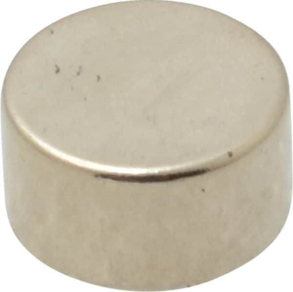 Mag-Mate - 3/8" Diam x 0.2" High Neodymium Rare Earth Magnet - 4.5 Lb Max Capacity, 200°F Max, Nickel Plated - Caliber Tooling