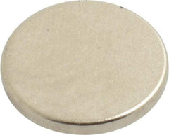 Mag-Mate - 1/2" Diam x 0.06" High Neodymium Rare Earth Magnet - 3 Lb Max Capacity, 200°F Max, Nickel Plated - Caliber Tooling