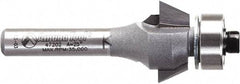 Amana Tool - 3/4" Cut Diam, 9/32" Length of Cut, 2 Flute Chamfer Edge Profile Router Bit - Carbide-Tipped, 1/4" Shank Diam, 2-3/32" OAL, Uncoated - Caliber Tooling