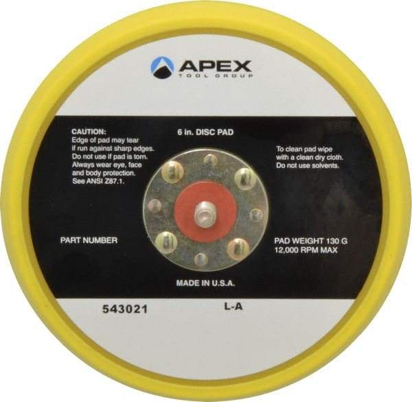 Cleco - 6" Diam Adhesive/PSA Disc Backing Pad - Hard Density, 13,000 RPM - Caliber Tooling