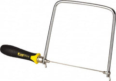 Stanley - 6-1/2" Steel Blade Coping Saw - ABS, TPR Handle, Ergonomic, 13-1/4" OAL, 6-3/4" Throat Depth - Caliber Tooling