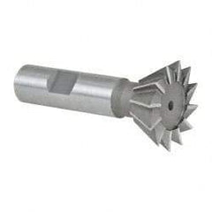 Made in USA - 1-3/8" Diam x 9/16" Width of Cut, 60° Included Angle, Cobalt Dovetail Cutter - 5/8" Shank Diam, 2-7/8" Overall Length, Weldon Flat, Uncoated - Caliber Tooling