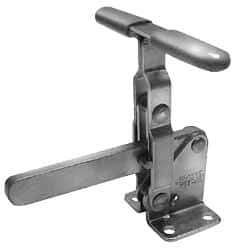 Lapeer - 700 Lb Holding Capacity, Vertical Handle, Manual Hold Down Toggle Clamp - 57° Handle Movement, 106° Bar Opening, Solid Bar, Flanged Base, Carbon Steel - Caliber Tooling