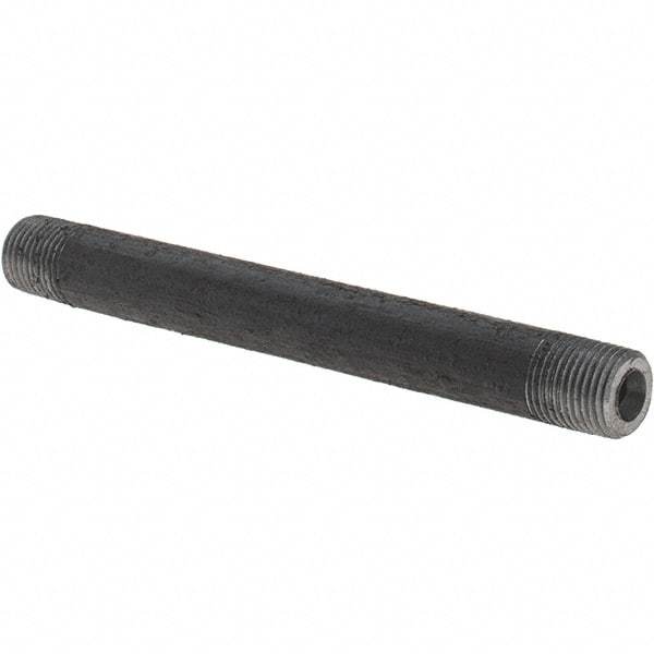 Made in USA - Schedule 80, 1/8" Diam x 3-1/2" Long Black Pipe Nipple - Threaded - Caliber Tooling