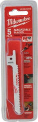 Milwaukee Tool - 3-1/2" Long x 5/16" Thick, Bi-Metal Reciprocating Saw Blade - Scroll Profile, 10 TPI, Toothed Edge, Universal Shank - Caliber Tooling