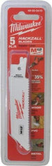 Milwaukee Tool - 4" Long x 3/4" Thick, Bi-Metal Reciprocating Saw Blade - Straight Profile, 10 TPI, Toothed Edge, Universal Shank - Caliber Tooling