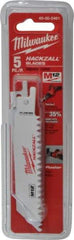 Milwaukee Tool - 4" Long x 3/4" Thick, Bi-Metal Reciprocating Saw Blade - Straight Profile, 6 TPI, Toothed Edge, Universal Shank - Caliber Tooling