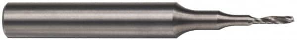 Accupro - 4mm Cutting Diam x 12mm Length of Cut, 1 Flute, Upcut Spiral Router Bit - Uncoated, Right Hand Cut, Solid Carbide, 64mm OAL x 4mm Shank Diam, Single Edge, 21° Helix Angle - Caliber Tooling