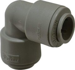 Parker - 1/2" Outside Diam, Acetal Push-to-Connect Tube Union Elbow - 250 Max psi, Tan - Caliber Tooling