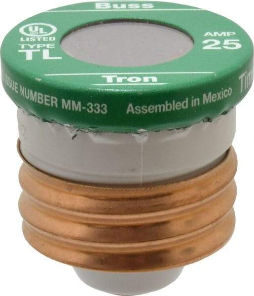 Cooper Bussmann - 125 VAC, 25 Amp, Time Delay Plug Fuse - 2.38" OAL, 10 (RMS Symmetrical) kA Rating, 2-1/4" Diam - Caliber Tooling