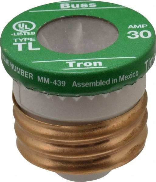 Cooper Bussmann - 125 VAC, 30 Amp, Time Delay Plug Fuse - 2.38" OAL, 10 (RMS Symmetrical) kA Rating, 2-1/4" Diam - Caliber Tooling