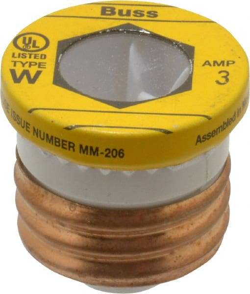 Cooper Bussmann - 125 VAC, 3 Amp, Fast-Acting Plug Fuse - 1.21" OAL, 10 (RMS Symmetrical) kA Rating - Caliber Tooling