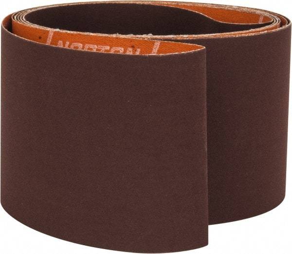 Norton - 3" Wide x 132" OAL, 240 Grit, Aluminum Oxide Abrasive Belt - Aluminum Oxide, Very Fine, Coated, J Weighted Cloth Backing, Series R245 - Caliber Tooling