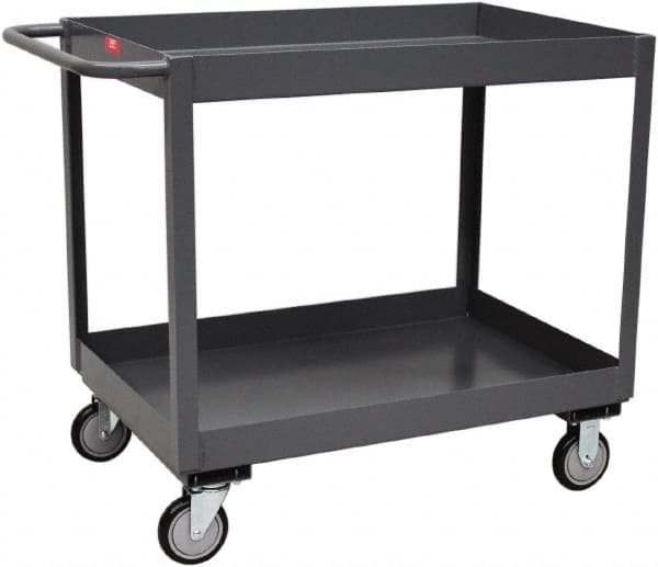 Jamco - 1,200 Lb Capacity, 18" Wide x 36" Long x 35" High Service Cart - 2 Shelf, Steel, Rubber Casters - Caliber Tooling