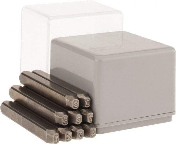 C.H. Hanson - 9 Piece, 3/32" Character Steel Stamp Set - Figures, Reverse - Caliber Tooling