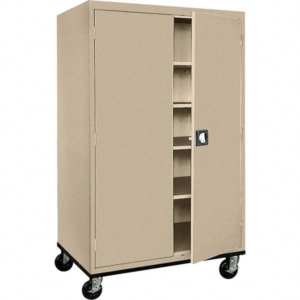 Sandusky Lee - 5 Shelf Mobile Storage Cabinet - Steel, 46" Wide x 24" Deep x 72" High, Tropic Sand - Caliber Tooling