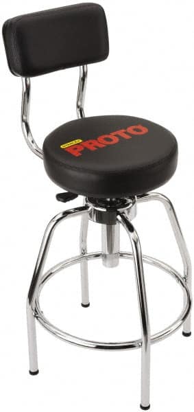 Proto - 14 Inch Wide x 3 Inch Deep x 44 Inch High, Circular Base, Heavy Duty Shop Stool - Vinyl Seat, Metal and Black - Caliber Tooling