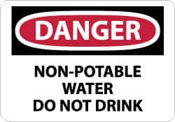 NMC - "Danger - Non-Potable Water - Do Not Drink", 10" Long x 14" Wide, Rigid Plastic Safety Sign - Rectangle, 0.05" Thick, Use for Accident Prevention - Caliber Tooling